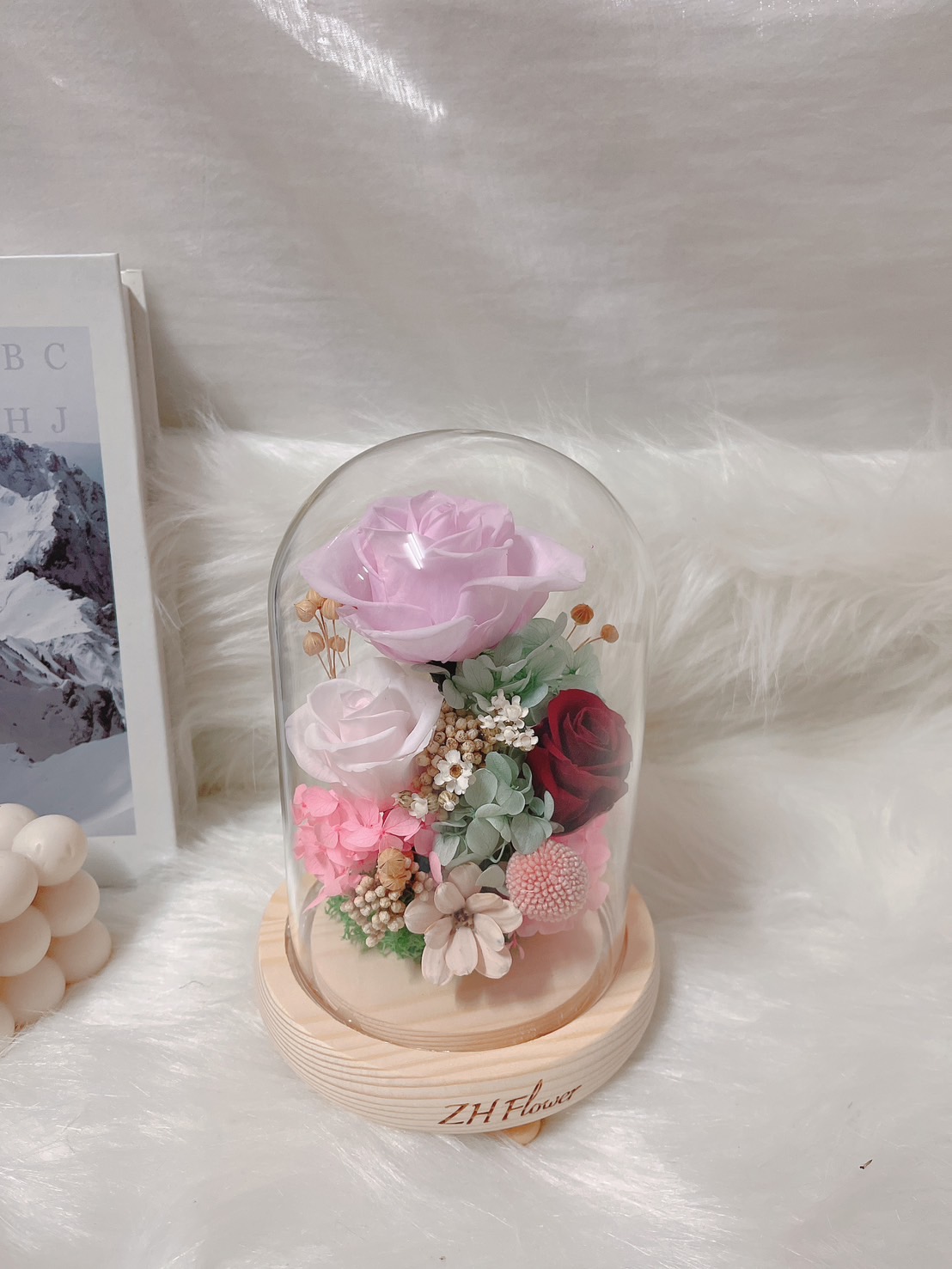 台南永生花/玻璃盅罩15